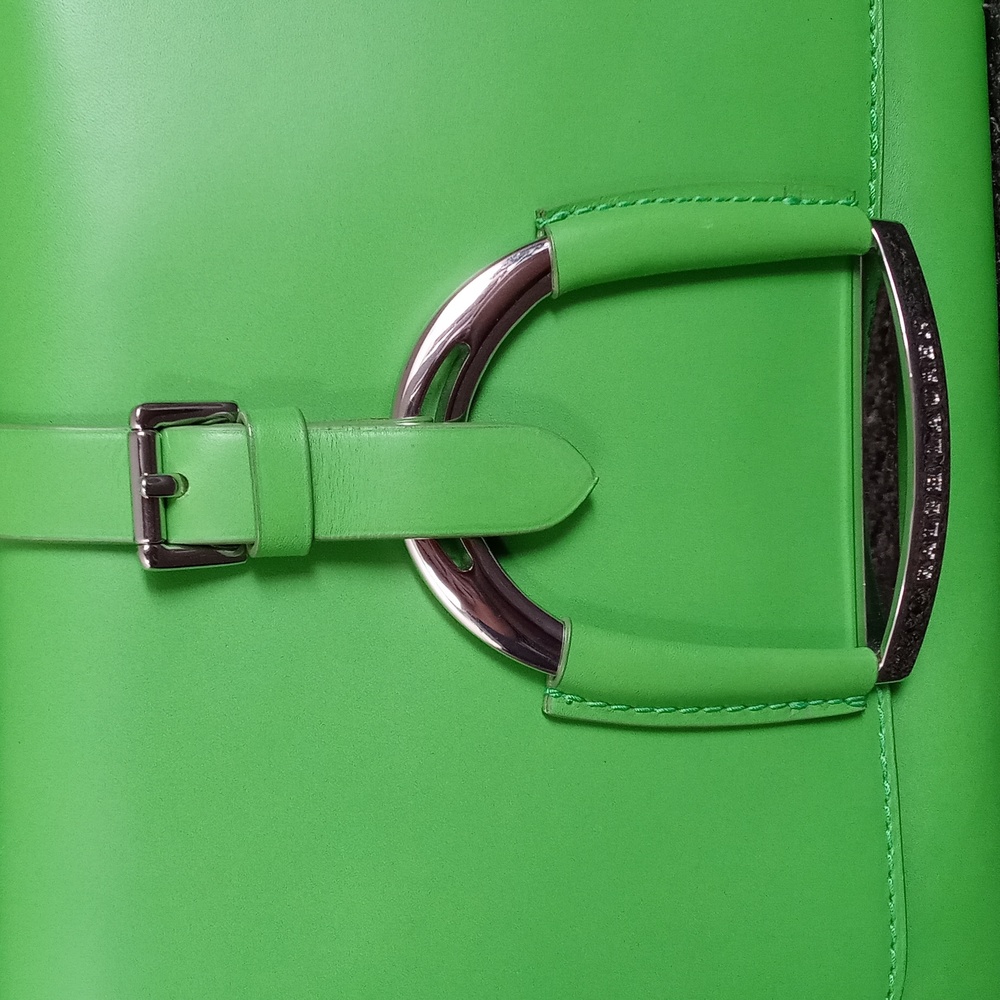 💚RARE Ralph Lauren💚 - Kelly Green Leather Equestrian Stirrup Hobo Bag - Picture 4 of 16